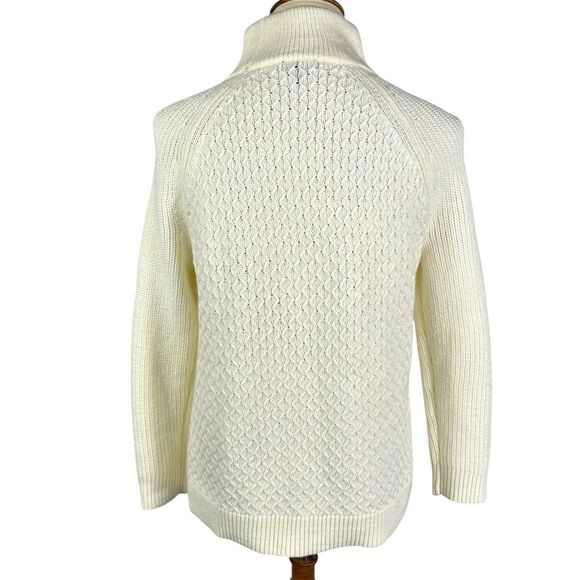 Talbots Petite Large Ivory Lattice Knit Mock Neck Pullover Sweater Large - Picture 3 of 8
